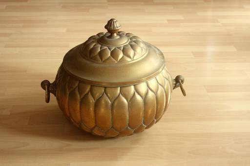 Pot à punch Art Nouveau en laiton avec insert en verre original - rareté - env. 1900