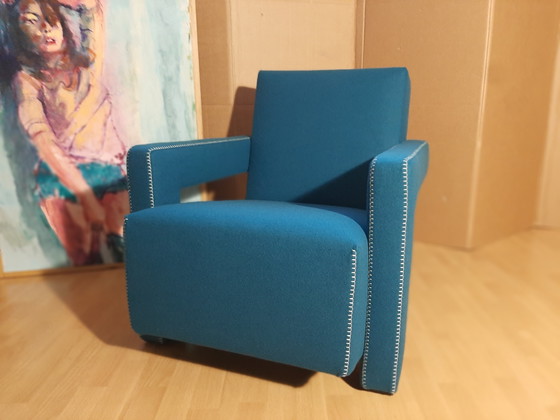 Image 1 of Cassina Utrecht 637, nueva, nunca usada, en tela de lana azul petróleo (serie 13L), costuras de caballo