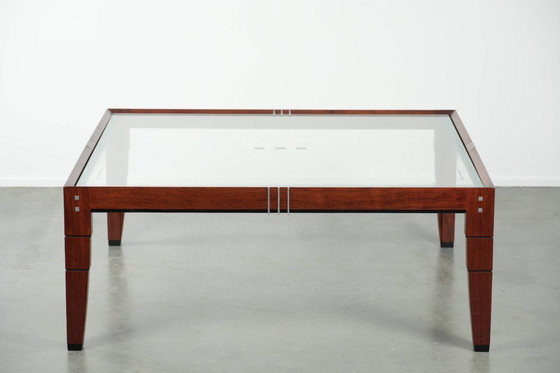 Image 1 of Vierkante Art Deco design salontafel van Schuitema uit de Decoforma serie met een glazen blad