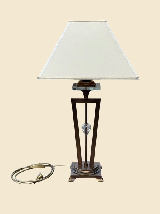 Image 1 of 🔷 UNICUM | Il Paralume Marina Bronze Table Lamp | Italian Design | Murano Glass | 1987-1995