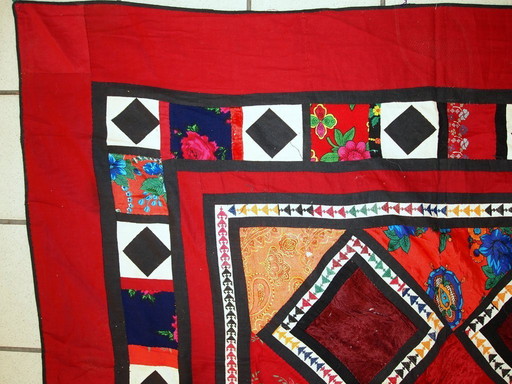 Handmade Vintage Uzbek Suzani Patchwork Kilim 4.3' x 7.5' (129cm x 227cm), 1960s - 1C46