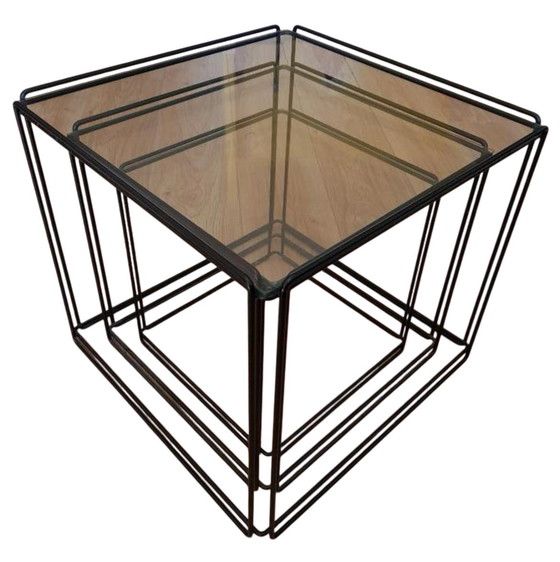 Image 1 of Tables d'appoint Cube Design Isocele (3) - Design Max Sauze - années 1970
