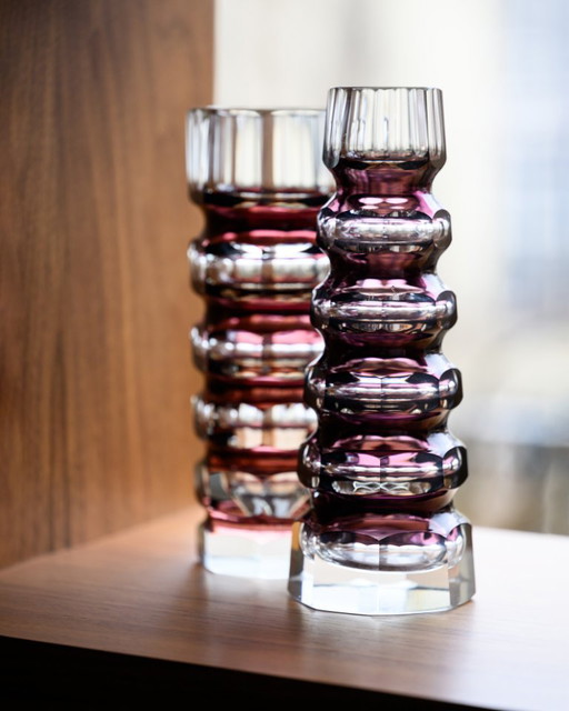 Bloque Jarrón Dúo Ilm-Kristall RDA Atribuido Josef Hoffmann Oldřich Lipský Exbor