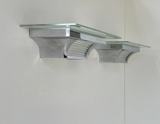 Image 1 of Coppia di applique moderniste Henri Petitot, ottone cromato, Francia, 1930