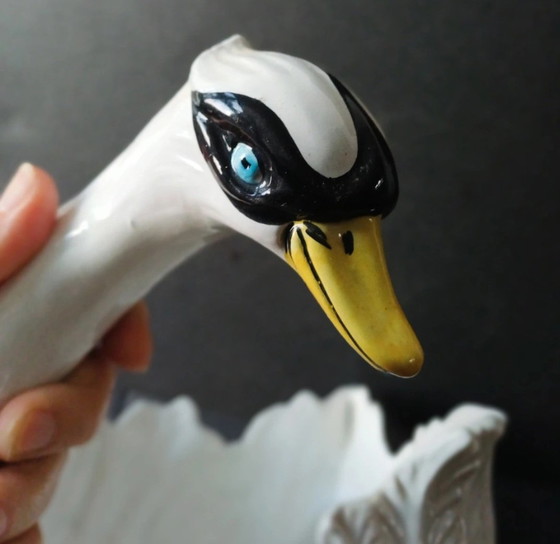 Image 1 of Majolica swan Bassano