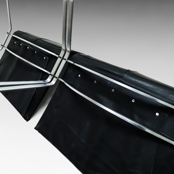 Image 1 of Coppia di Poul Kjaerholm PK22 vintage in pelle nera per Kold Christensen degli anni '60