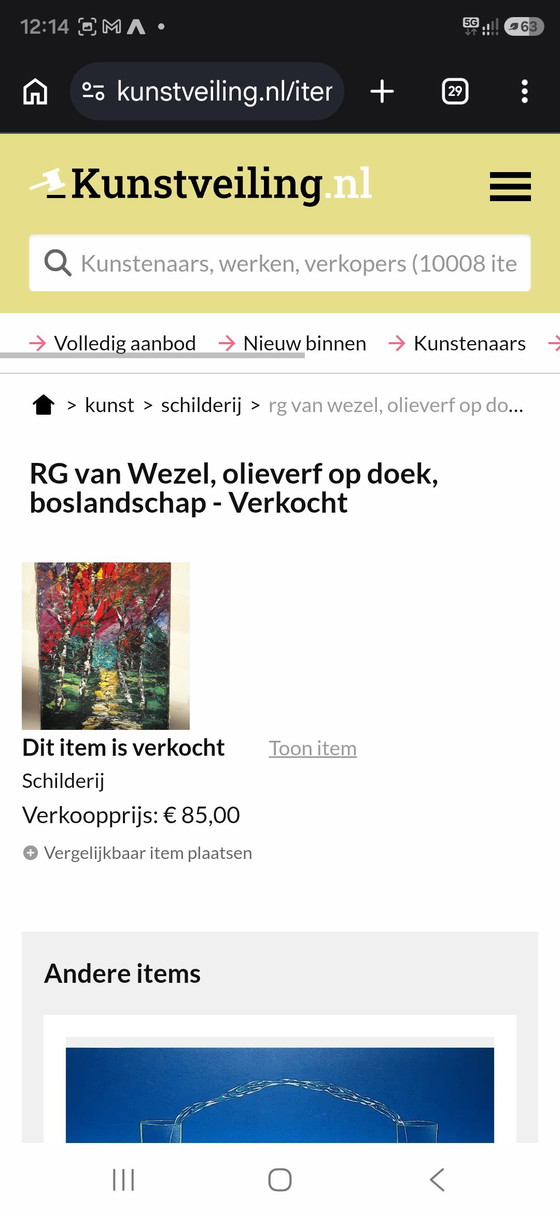 Original Impressionist Impasto Oil Painting by R.G. van Wezel (Verified History) 30x70cm (photo 4 of 14)