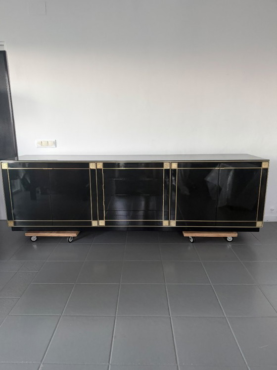 Pierre Cardin Sideboard With Brass Black Lacquered Shell Inlays, 1980 – Wood (photo 63 of 64)