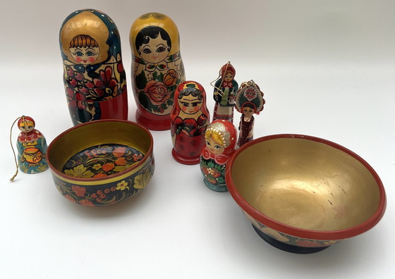 Image 1 of Ampia collezione di bambole matrioska d'epoca – bambole di legno dipinte a mano, circa anni '70/'80