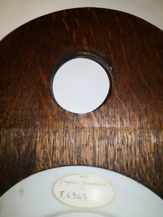 Image 1 of Rare Vintage Retro Wood and Porcelain Clock from Paris / 1970's