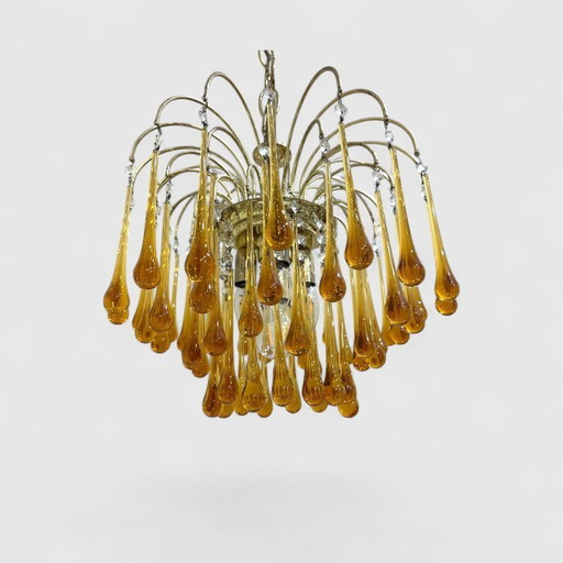 Vintage Murano teardrop pendant lamp - amber