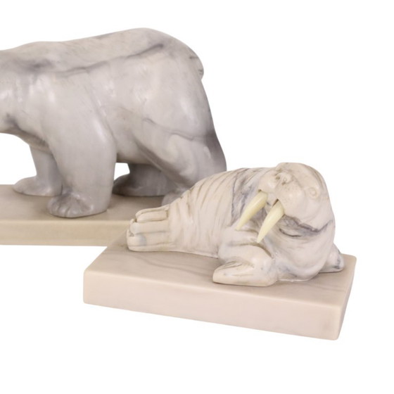 Set vintage di 3 statuette di animali in marmo artificiale Inuit Canada – Sculture, Plastic (photo 3 of 19)