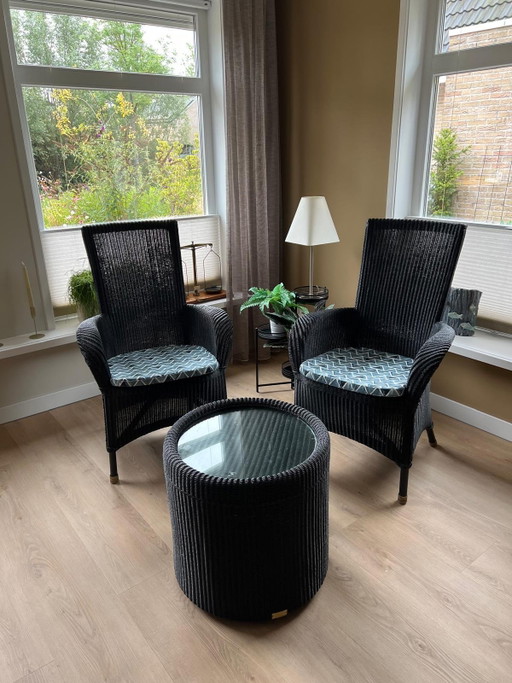 Lloyd Webstuhl-Set Dunkelblau – Lloyd Loom, fauteuils, Glass, Metal