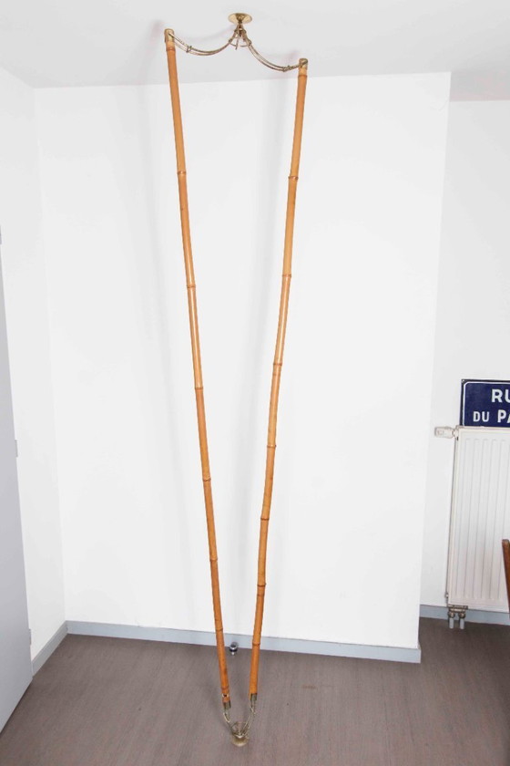 Image 1 of Atypical bamboo and brass indoor revolving plant door, Suise 1960