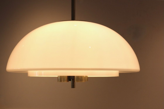 Glashütte Limburg Mushroom Pendant Light in Opal Glass and Brass, Pendant lamps (photo 8 of 13)