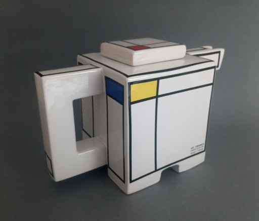 Juraj Mihalik postmoderne/kubistische 'Mondriaan' keramische theepot jaren 80