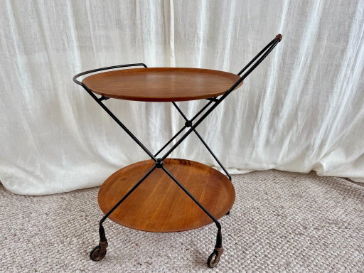 Chariot de bar ou table basse en teck Mid Century par ISA, S. P. Bergamo, Italie, Design danois