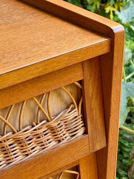 50s/60s Scandinavian Oak and Rattan Dresser, Chest of drawers (photo 13 of 14)