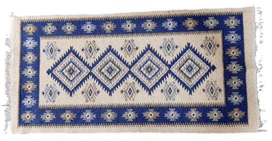 Image 1 of Vintage geometric-patterned flatweave kilim rug