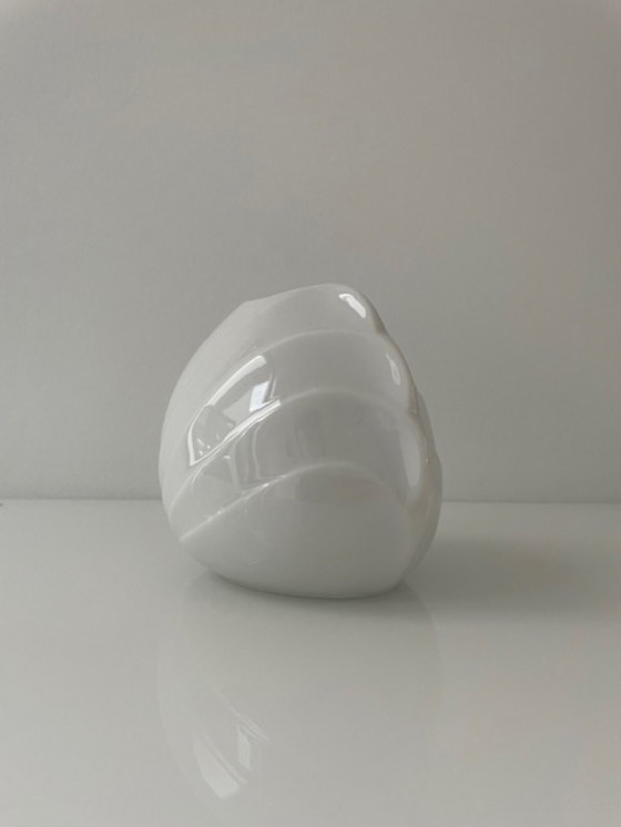 Image 1 of Vintage West German porcelain vase with wave relief