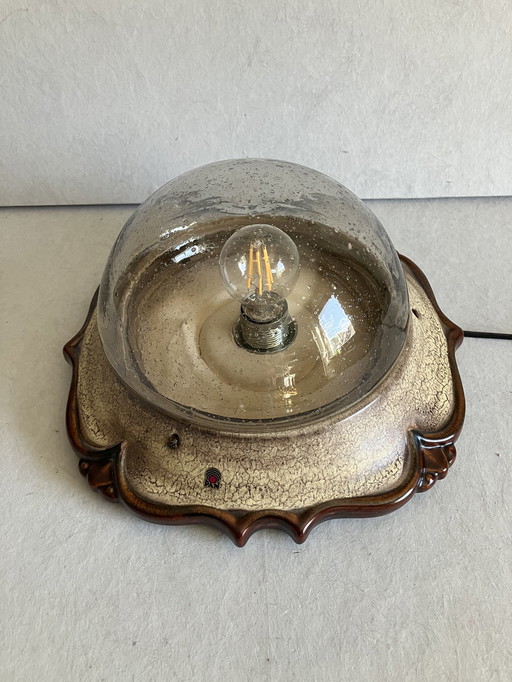 Pan Leuchten Vintage Fatlava Wandleuchte Keramik und Blasenglas
