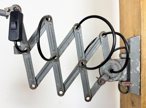 Image 1 of Grey Industrial Gooseneck Scissor Wall Lamp from Elektroinstala, 1960s