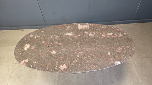 Table de salle à manger ovale vintage en marbre, années 1970