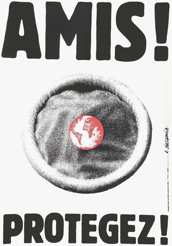 Image 1 of Roman CIESLEWICZ Amis! Protégez!  (SIDA) locandina originale 1993