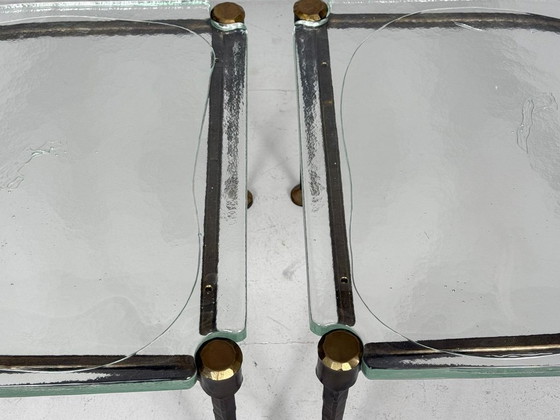 Image 1 of Set di 2 tavolini laterali/tavolini da caffè brutalisti degli anni '80 di Lothar Klute, Germania