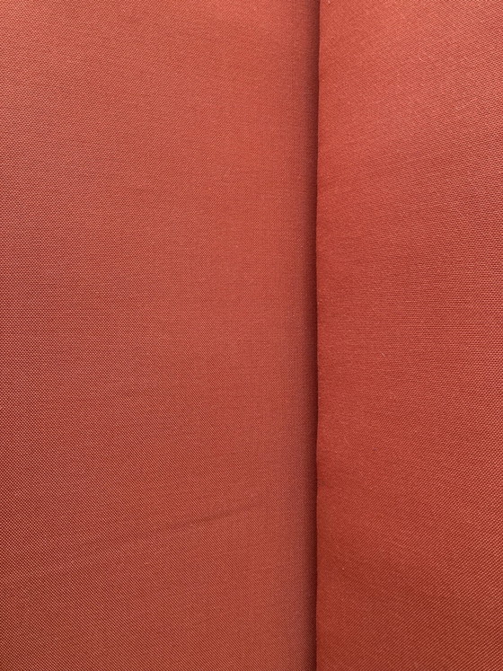 Design 3-Seater Sofa - Orange Upholstery - Black Metal Frame - Wooden Armrests – 3-5 seaters, Textile (photo 6 of 15)