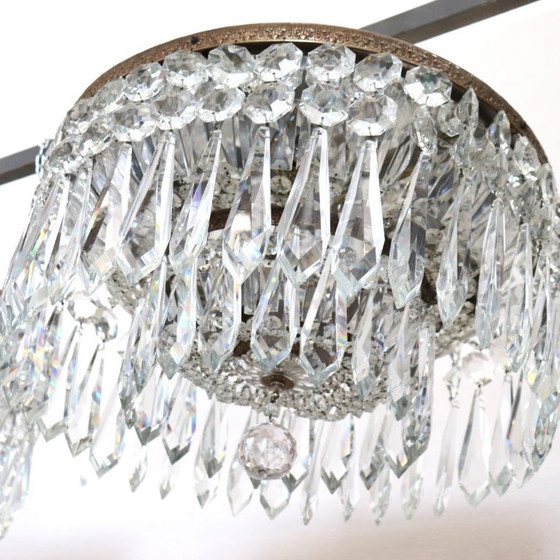 Image 1 of Spectacular Chandeliers with Large Crystal Drops, Italy Early 20th Century