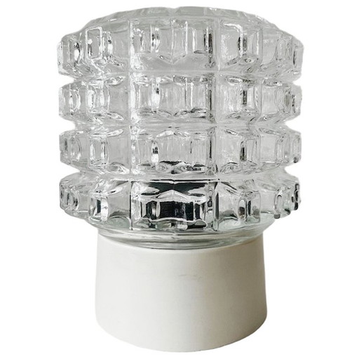 Lampada da soffitto vintage di metà secolo, lampada da soffitto in vetro trasparente, anni '50