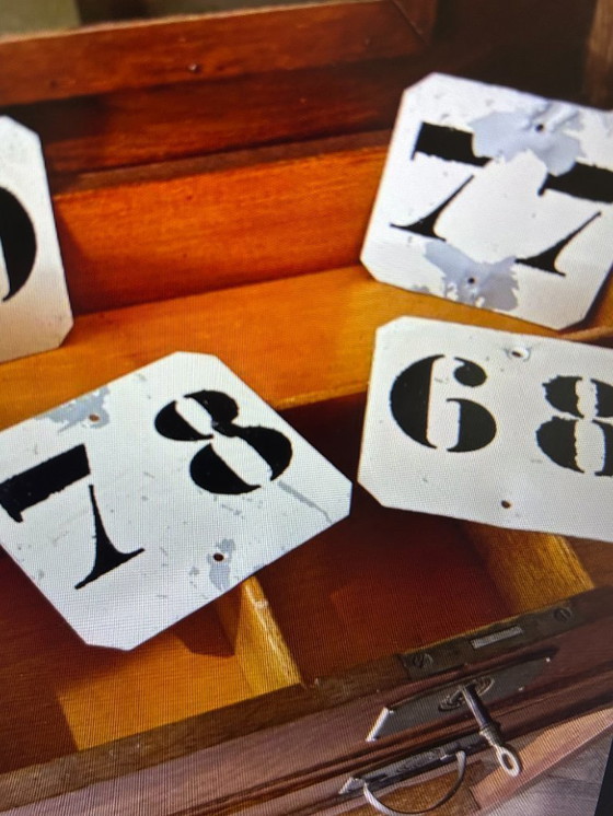 Image 1 of House numbers, Vintage '60s, '70s, and '80s metal with coating. Patina: yes