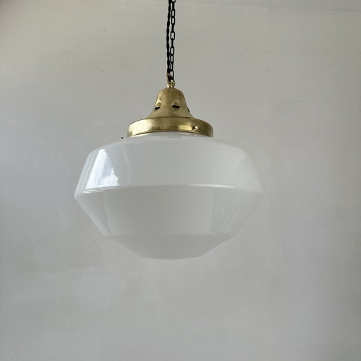 Antieke Opaline Hanglamp Xxl 34 Cm Art-Deco