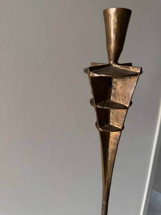 Image 1 of Einzigartiger, handgeschmiedeter Kerzenständer im brutalistischen Stil der Mitte des 20. Jahrhunderts.