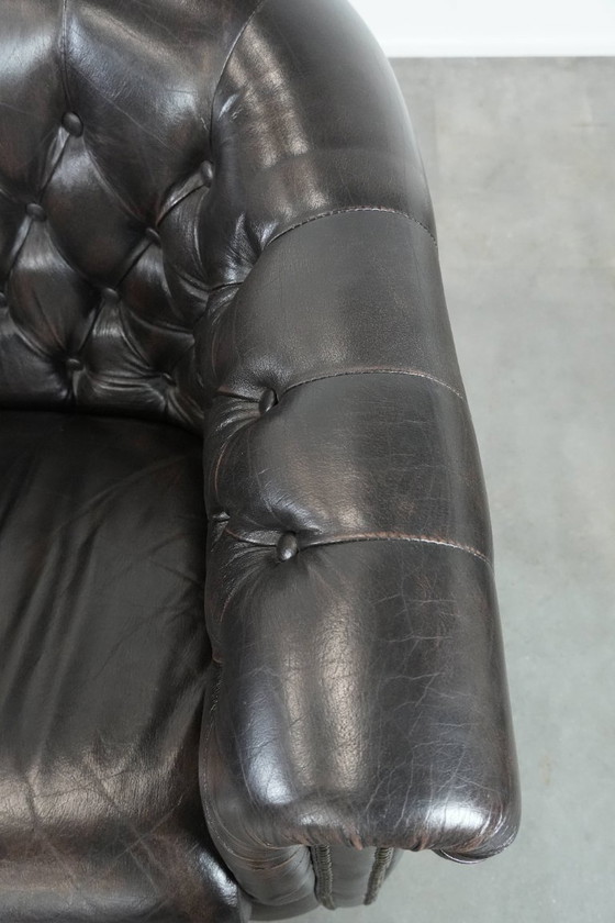 Image 1 of 2 sillones club Chesterfield de piel de vacuno oscura de estilo inglés