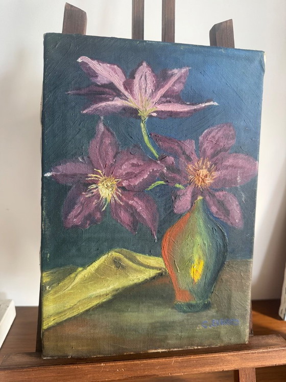 Antiek olieverfschilderij op canvas (1961) – Schilderijen & Tekeningen, Wood (photo 8 of 9)