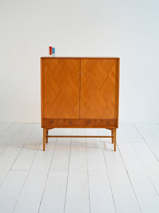 Image 1 of Elm and root veneer cabinet by AB Seffle Möbelfabrik, 1950s
