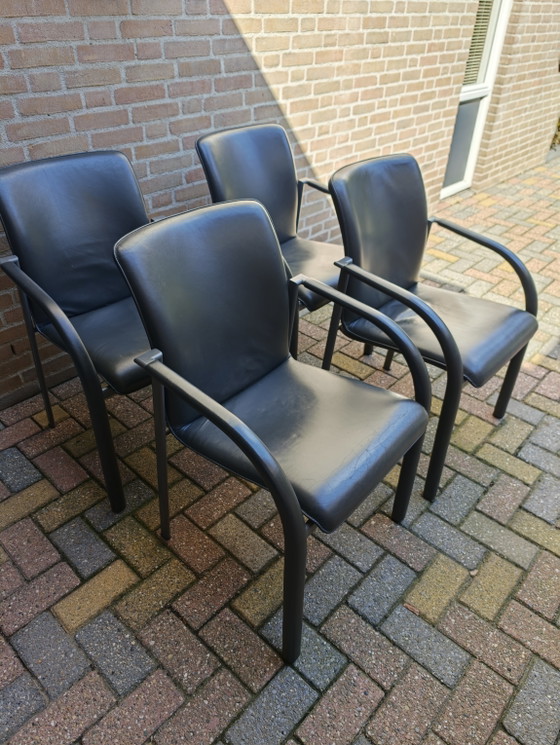 4 Leolux Cimaronne Sedie da pranzo in pelle grigia – Leather, Metal (photo 6 of 14)