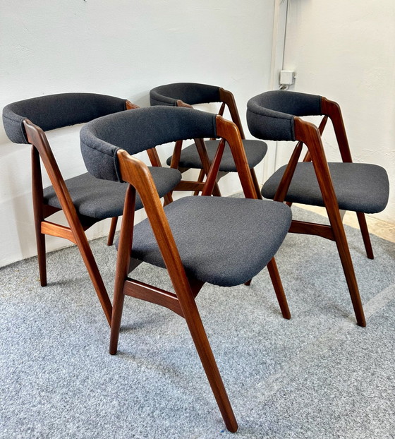 4 Deense Design Teak Eetkamerstoelen 205 Thomas Harlev Farstrup, Hout, Bruin (foto 5 van 15)