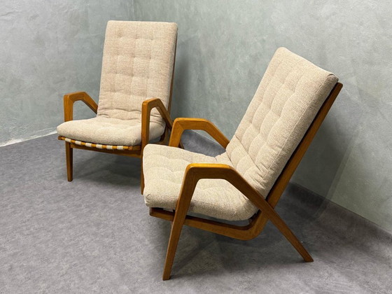 Image 1 of Coppia di Poltrone di Jan Vaněk, anni '40, Completamente Restaurate, Cecoslovacchia