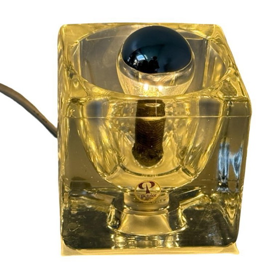 Image 1 of Peill & Putzler - Desk lamp in shape of a glass cube - Space Age / Pop Art Design - Germany - 1970’s (marked, original sticker)