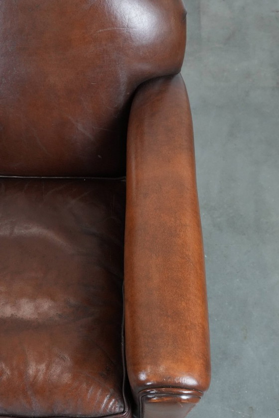 Image 1 of 2 x Beautifully shaped sheepskin Art Deco design armchairs