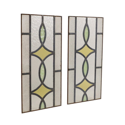 Art Deco Glasraam Glas in Lood Geometrisch 51x24cm – decoratieve objecten (photo 2 of 14)