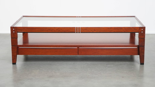 Art Deco Couchtisch von Schuitema aus der Decoforma Serie mit einer Glasplatte und 4 Schubladen