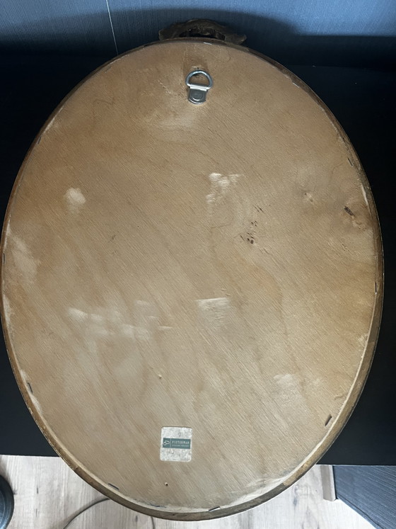 Prachtige Vintage Mid-Century Gouden Pieterman Kuifspiegel – Glass, Metal (photo 5 of 6)