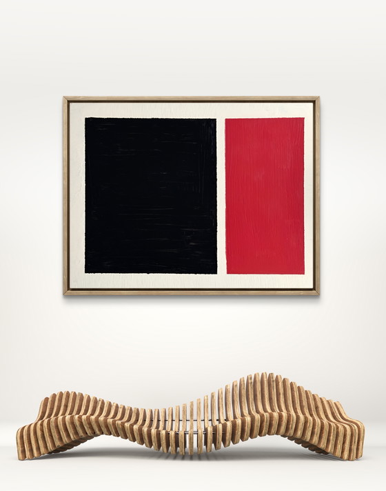 Image 1 of Shozo Hirai - Prachtig constructivistisch schilderij circa 1980