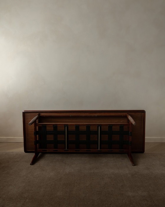 Image 1 of Vintage Rosewood Coffee Table With Leather Magazine Shelf by Topform, Mid-Century Dutch Design, 1960s