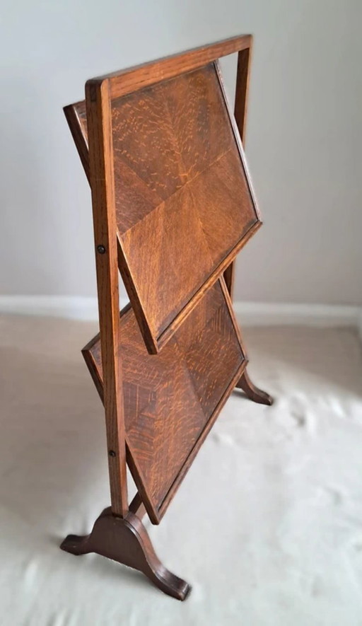Rara mesa de té plegable/pantalla para chimenea antigua de roble estilo eduardiano de época eduardiana.