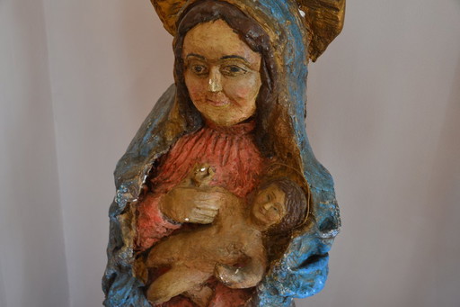 Groot Maria beeld van rond 1920 - Papier Marche